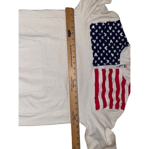 Disneyland 1/4 Zip Flag Adult Size S Red White Blue Pocket Sweatshirt Pullover - Picture 6 of 7